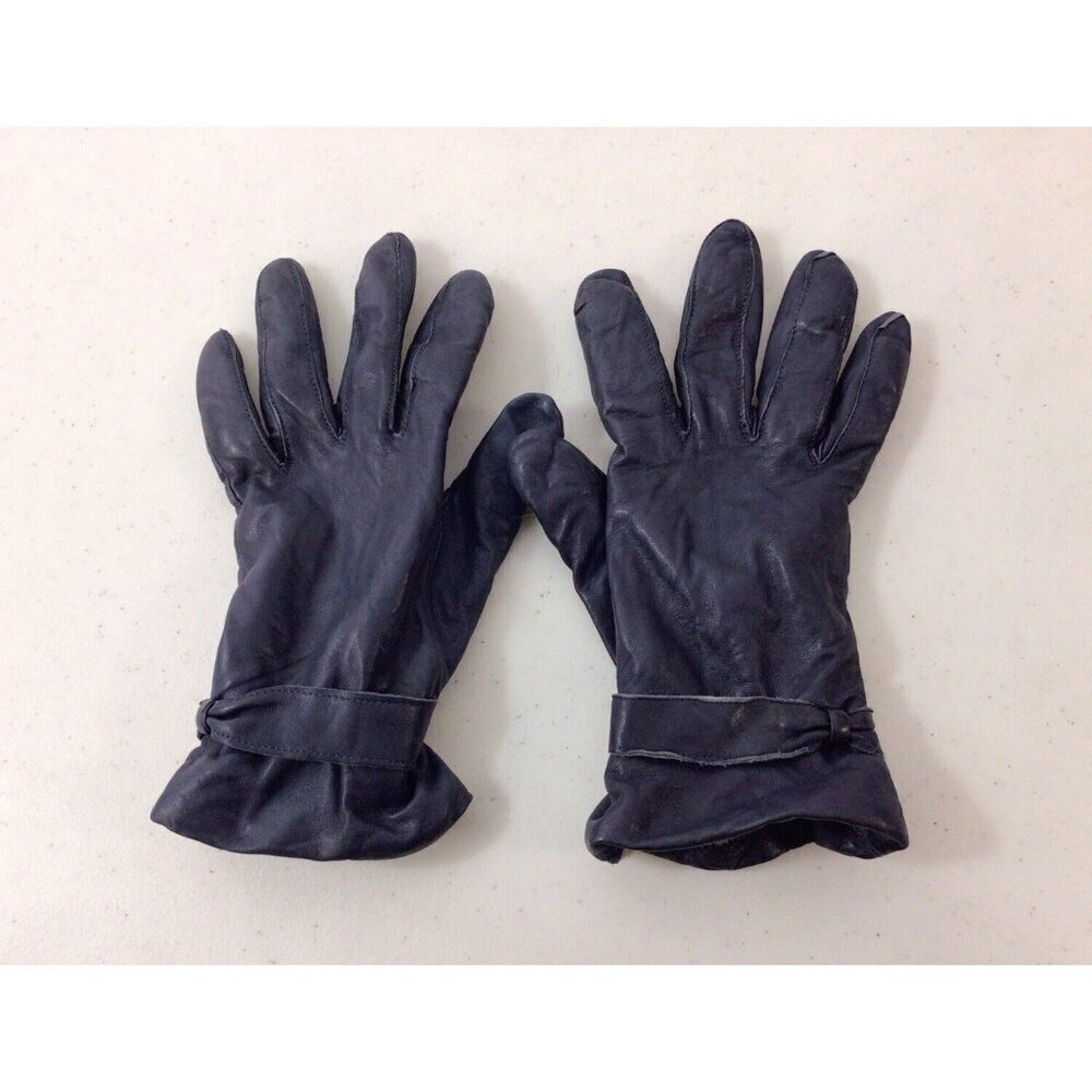 Blue Leather Driving Gloves Womens Small
